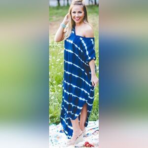 Impressions‎ beachy keen striped tye dyed t-shirt maxi dress